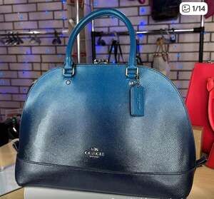 Coach Sierra Satchel Metallic Dark Teal Crossgrain Leather F22315